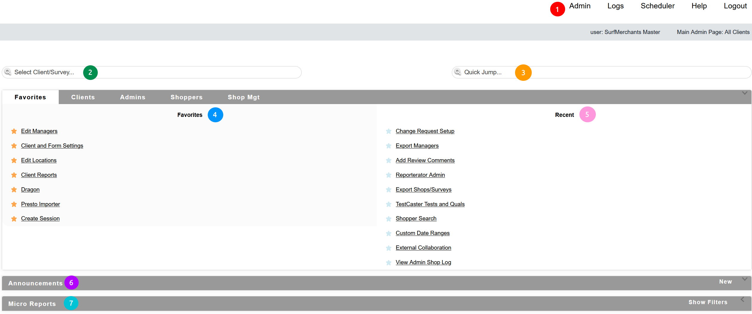 Admin Page screenshot
